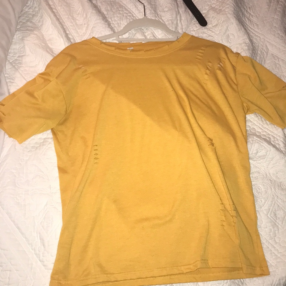 Yellow ripped t shirt